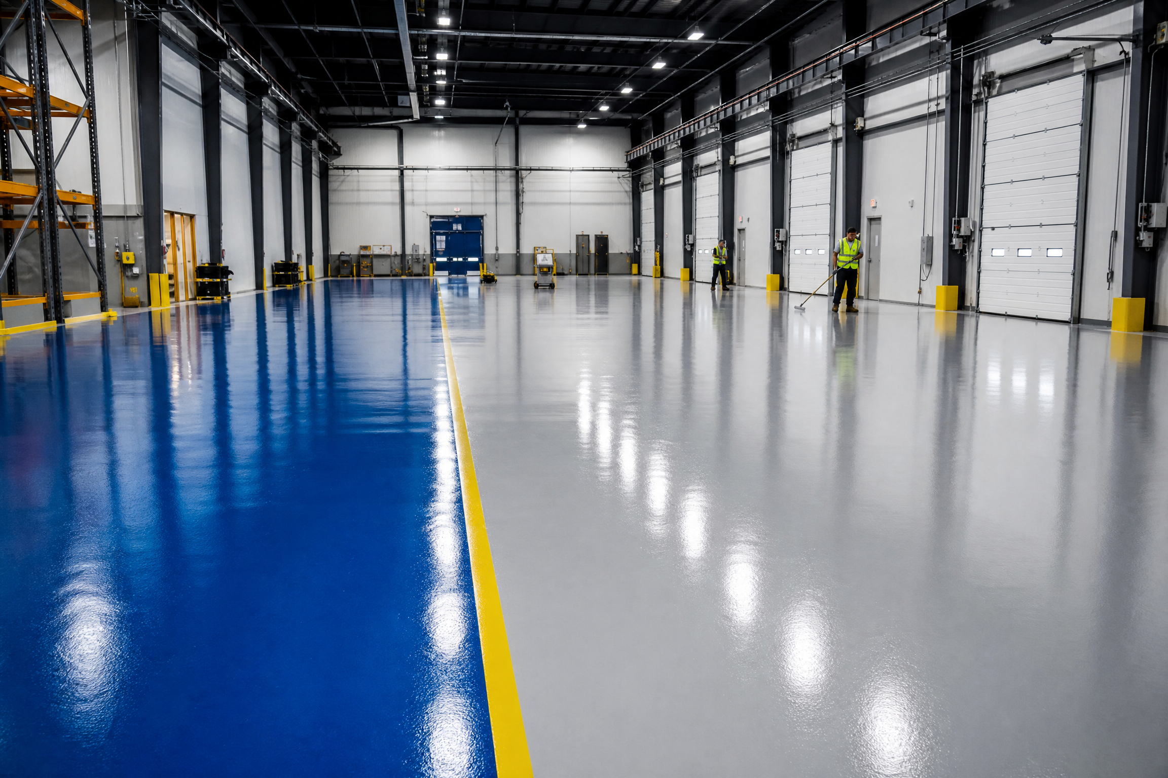 Industrial epoxy flooring installation by JCR Industrial Coatings