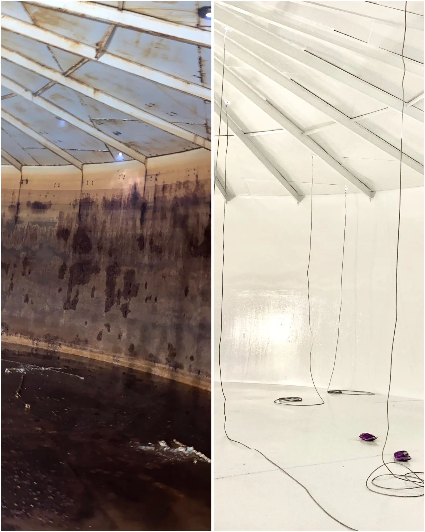 Interior tank rehabilitation before and after — JCR Industrial Coatings